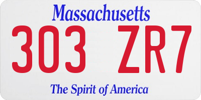 MA license plate 303ZR7