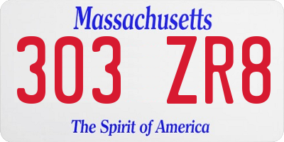 MA license plate 303ZR8