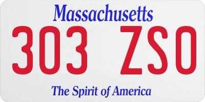 MA license plate 303ZS0