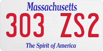 MA license plate 303ZS2