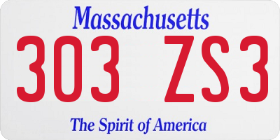 MA license plate 303ZS3