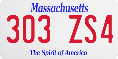 MA license plate 303ZS4