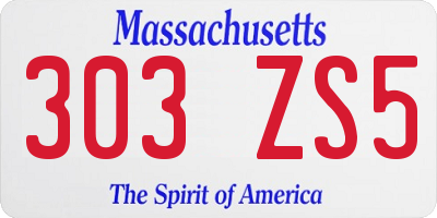 MA license plate 303ZS5