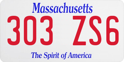 MA license plate 303ZS6