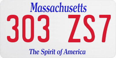 MA license plate 303ZS7