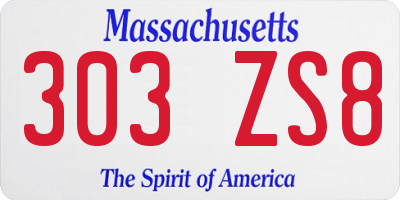 MA license plate 303ZS8