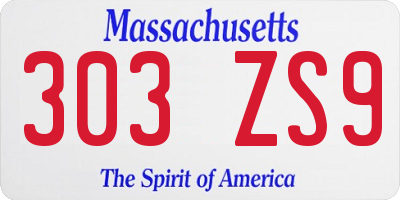 MA license plate 303ZS9