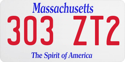 MA license plate 303ZT2