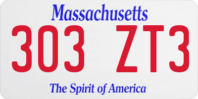 MA license plate 303ZT3