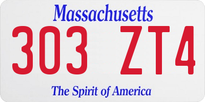 MA license plate 303ZT4