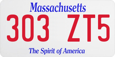 MA license plate 303ZT5