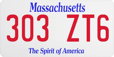 MA license plate 303ZT6