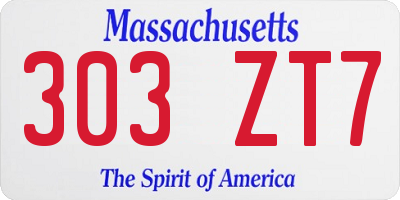 MA license plate 303ZT7