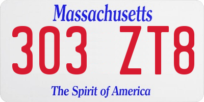 MA license plate 303ZT8