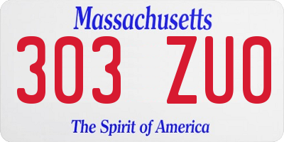 MA license plate 303ZU0