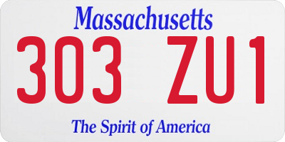 MA license plate 303ZU1