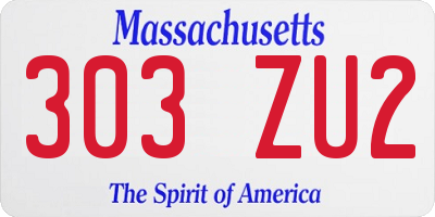 MA license plate 303ZU2