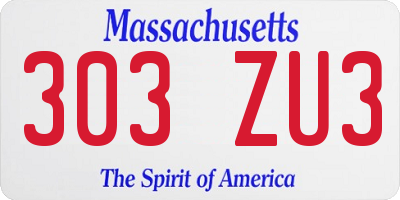 MA license plate 303ZU3