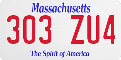 MA license plate 303ZU4