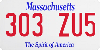 MA license plate 303ZU5