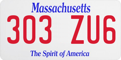 MA license plate 303ZU6