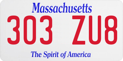 MA license plate 303ZU8
