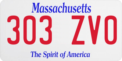 MA license plate 303ZV0