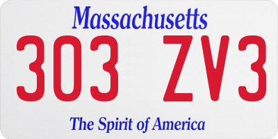 MA license plate 303ZV3
