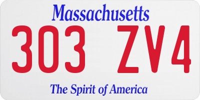 MA license plate 303ZV4
