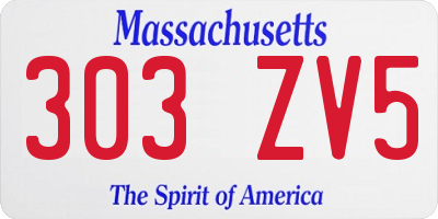 MA license plate 303ZV5