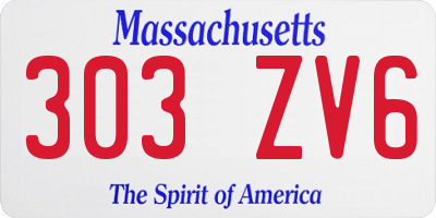 MA license plate 303ZV6