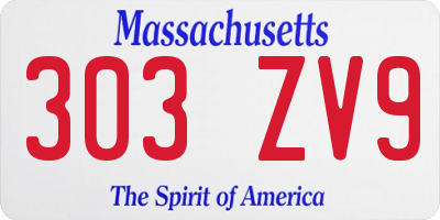 MA license plate 303ZV9