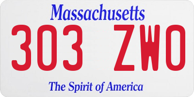MA license plate 303ZW0