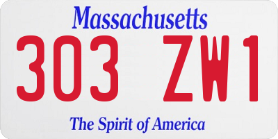 MA license plate 303ZW1