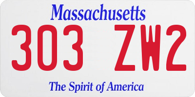 MA license plate 303ZW2