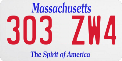 MA license plate 303ZW4