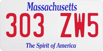 MA license plate 303ZW5