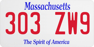 MA license plate 303ZW9