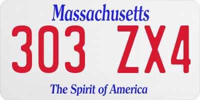 MA license plate 303ZX4