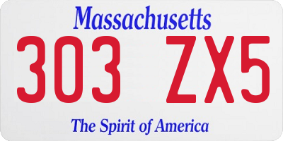 MA license plate 303ZX5