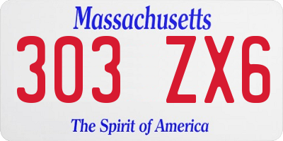 MA license plate 303ZX6
