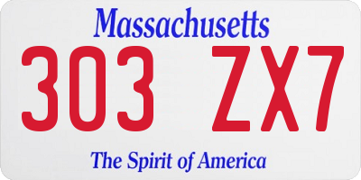 MA license plate 303ZX7