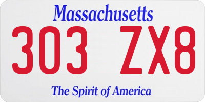 MA license plate 303ZX8