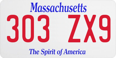 MA license plate 303ZX9