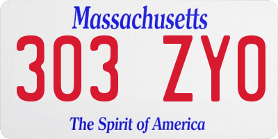 MA license plate 303ZY0