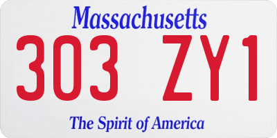 MA license plate 303ZY1