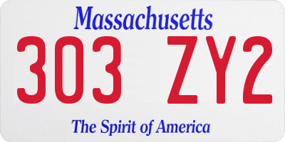MA license plate 303ZY2