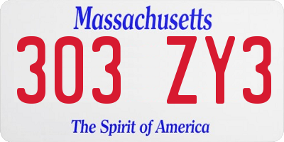 MA license plate 303ZY3