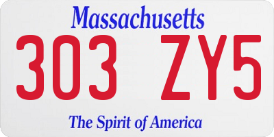 MA license plate 303ZY5