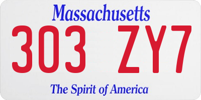 MA license plate 303ZY7